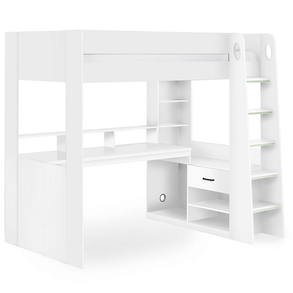 Blazo Wooden Gaming High Sleeper Bunk Bed In White