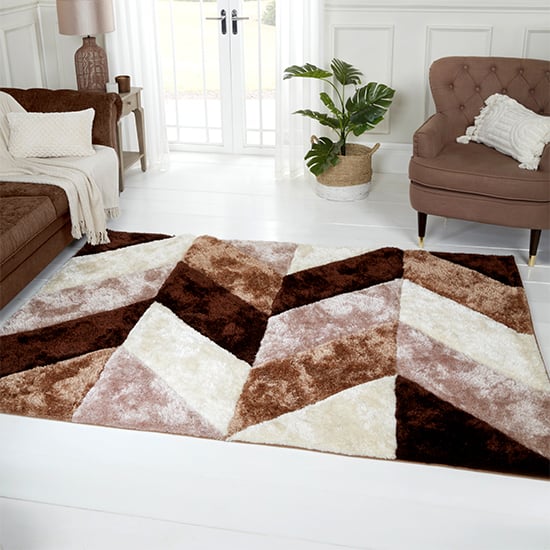 Photo of Blazon polyester 80x150cm 3d carved rug in natural