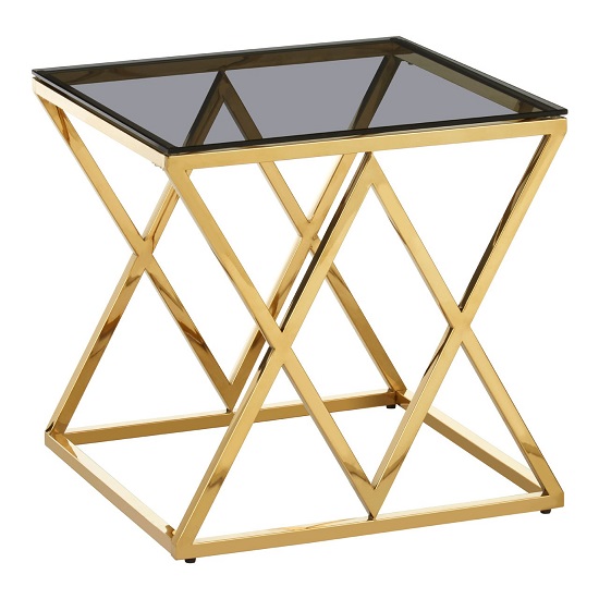 Bleadon Black Glass End Table With Stainless Steel Frame FiF