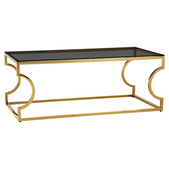 Bleadon Black Glass Rectangle Coffee Table With Curved Frame FiF