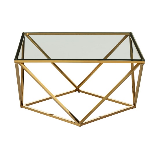 Bleadon Glass Side Table With Gold Finish Twist Base Design FiF