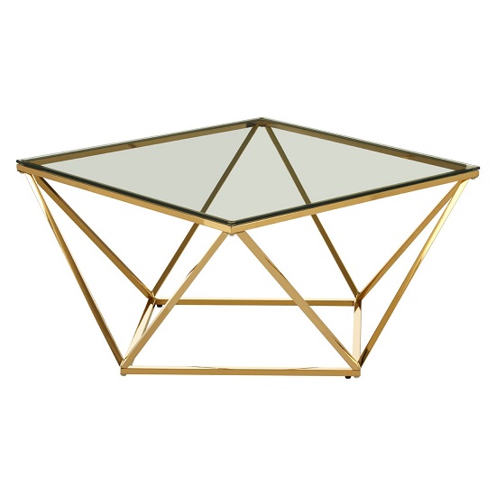 Bleadon Glass Side Table With Gold Finish Twist Base Design FiF