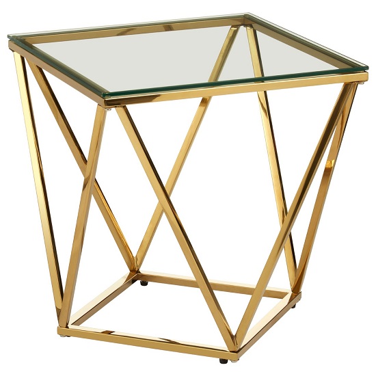 Algorab Glass Small Side Table With Gold Twist Base Design  _2
