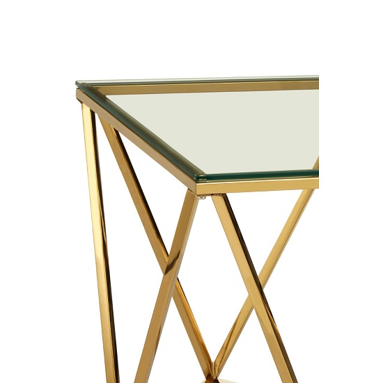 Algorab Glass Small Side Table With Gold Twist Base Design  _4