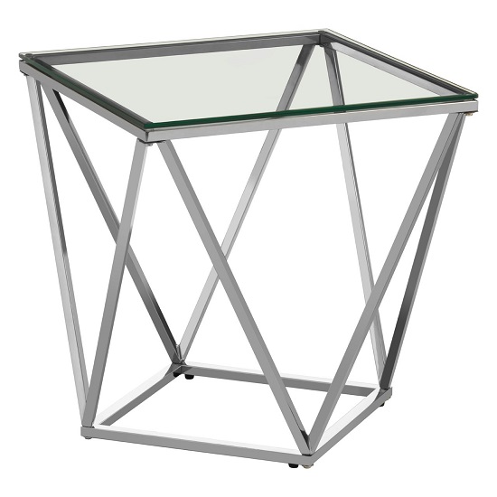 Bleadon Glass Small End Table With Silver Twist Base Design FiF
