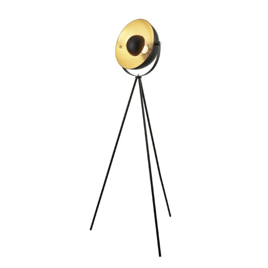 Product photograph of Blink 1 Light Tripod Floor Lamp In Matt Black And Gold from Furniture in Fashion