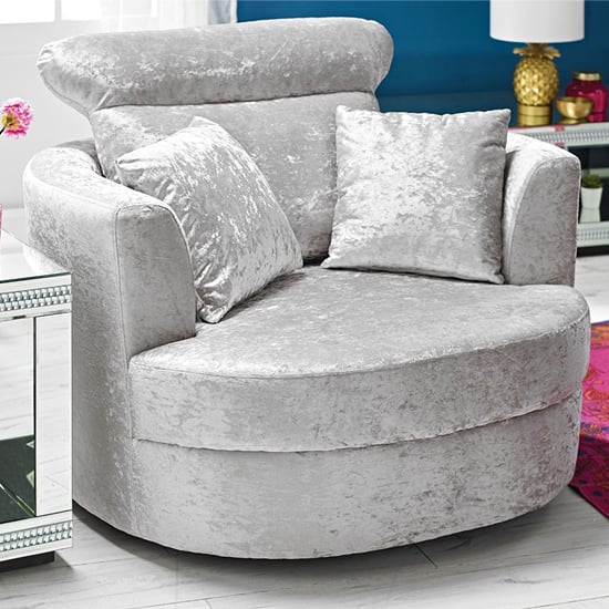 Bliss Fabric Large Swivel Tub Chair In Silver Sale