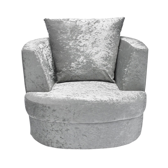 Bliss Fabric Small Swivel Tub Chair In Silver Furniture In Fashion