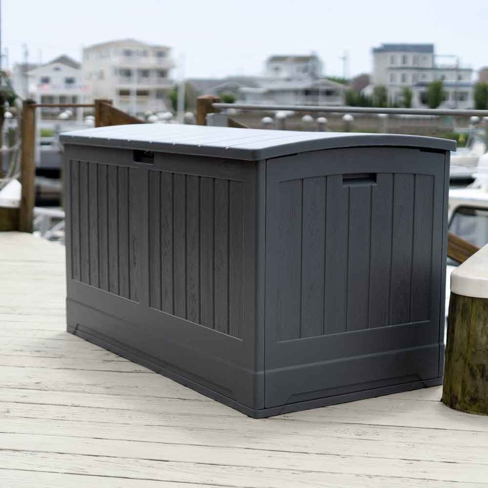 Bliss Reinforced Resin Garden 757L Storage Box in Peppercorn Grey
