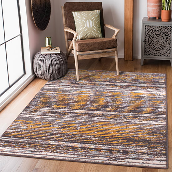 Product photograph of Blizzard Modern Polyester 120x160cm Rug In Grey Mustard from Furniture in Fashion