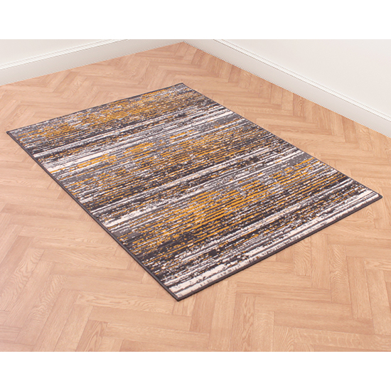 Blizzard Modern Polyester 160x230cm Rug In Grey Mustard_6