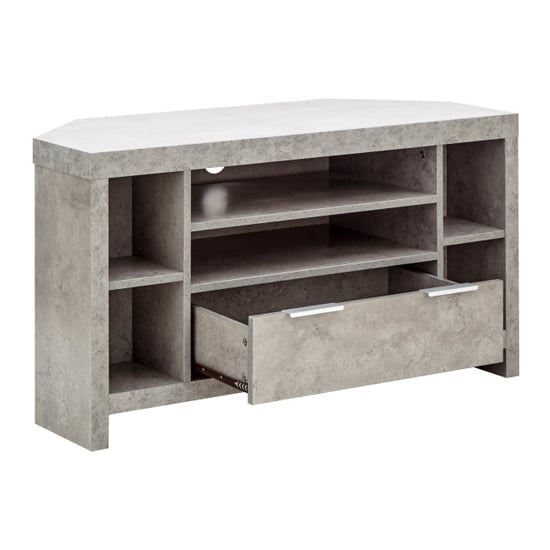Baginton Corner Wooden 1 Drawer TV Stand In Concrete Effect_8