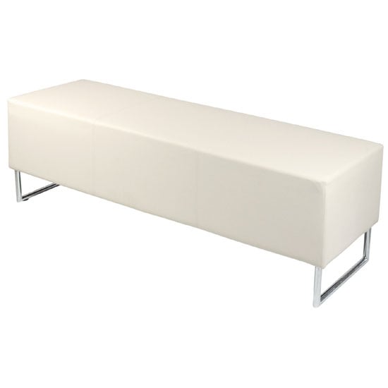 Photo of Blockette bench seat in cream faux leather with chrome legs