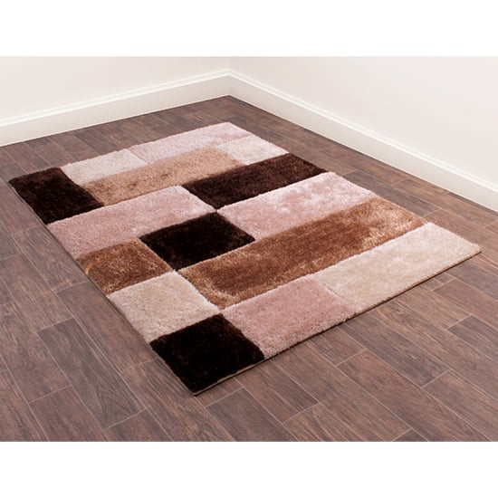 Photo of Blocks polyester 120x170cm 3d carved rug in natural