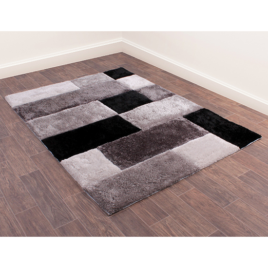 Blocks Polyester 60x110cm 3D Carved Rug In Grey_3
