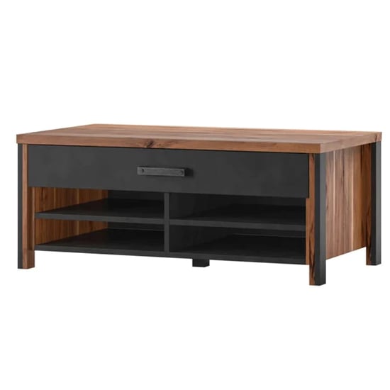 Product photograph of Blois Wooden Coffee Table With 1 Drawer In Royal Oak from Furniture in Fashion