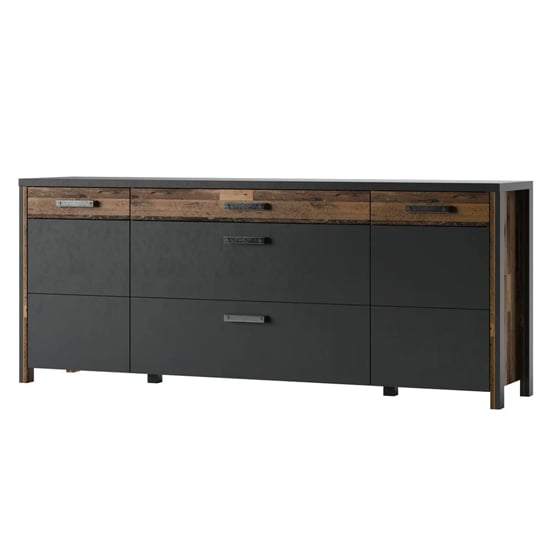 Product photograph of Blois Wooden Sideboard With 3 Doors 3 Drawers In Matera Oak from Furniture in Fashion