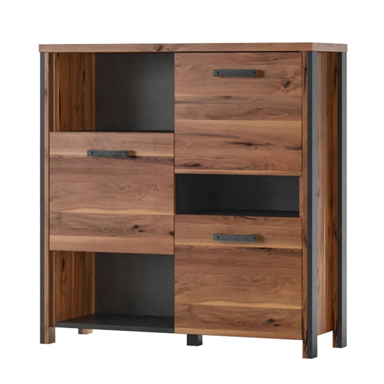 Product photograph of Blois Wooden Sideboard 3 Doors 3 Shelves In Royal Oak With Led from Furniture in Fashion