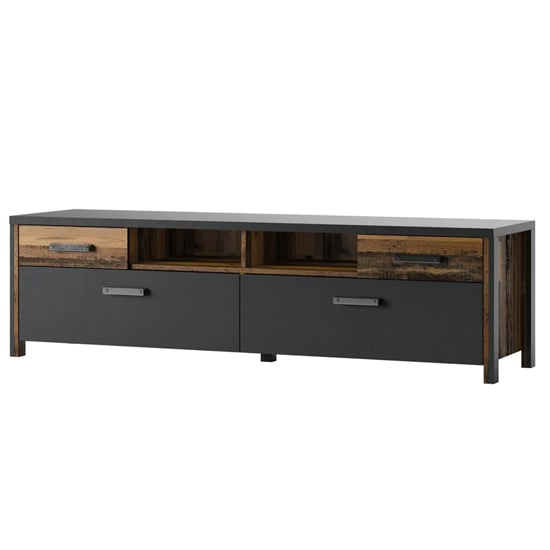 Blois Wooden TV Stand 2 Doors 2 Drawers In Matera Oak With LED