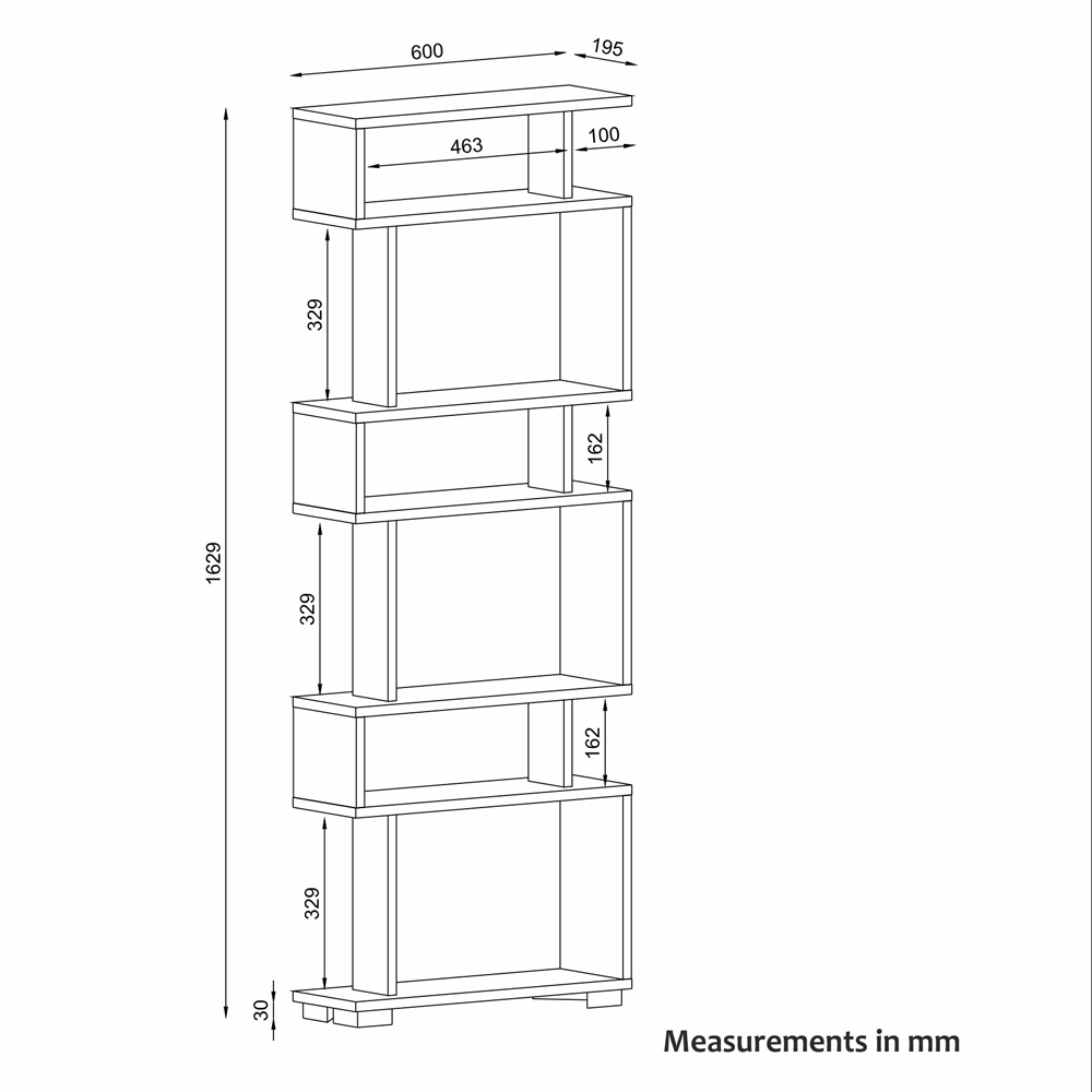 Orvello Wooden Bookcase With 6 Shelves In Travertine