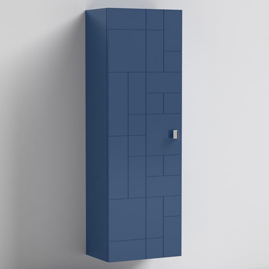Product photograph of Bloke 40cm Bathroom Wall Hung Tall Unit In Satin Blue from Furniture in Fashion
