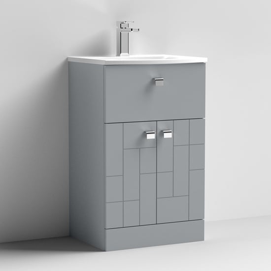 Product photograph of Bloke 50cm 1 Drawer Vanity With Curved Basin In Satin Grey from Furniture in Fashion