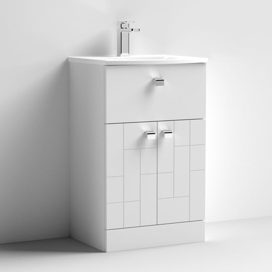 Product photograph of Bloke 50cm 1 Drawer Vanity With Curved Basin In Satin White from Furniture in Fashion