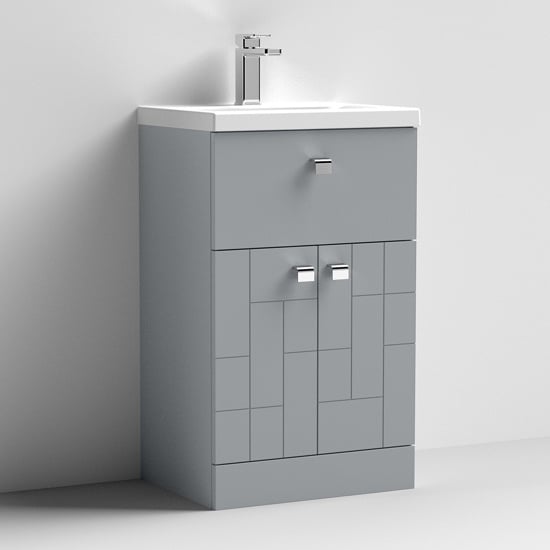 Product photograph of Bloke 50cm 1 Drawer Vanity With Mid Edged Basin In Satin Grey from Furniture in Fashion