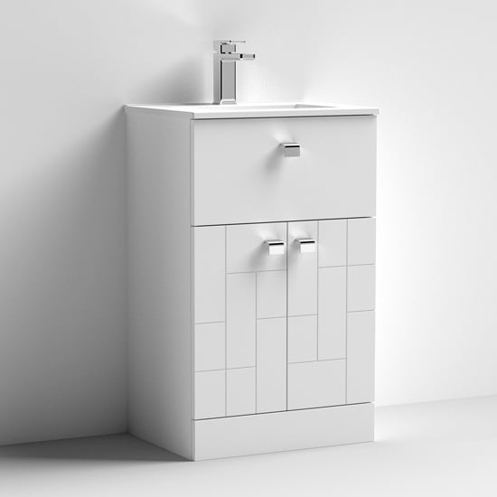 Photo of Bloke 50cm 1 drawer vanity with minimalist basin in satin white