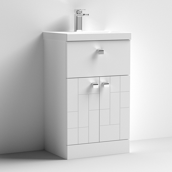 Product photograph of Bloke 50cm 1 Drawer Vanity With Thin Edged Basin In Satin White from Furniture in Fashion