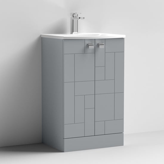 Product photograph of Bloke 50cm 2 Doors Vanity With Curved Basin In Satin Grey from Furniture in Fashion