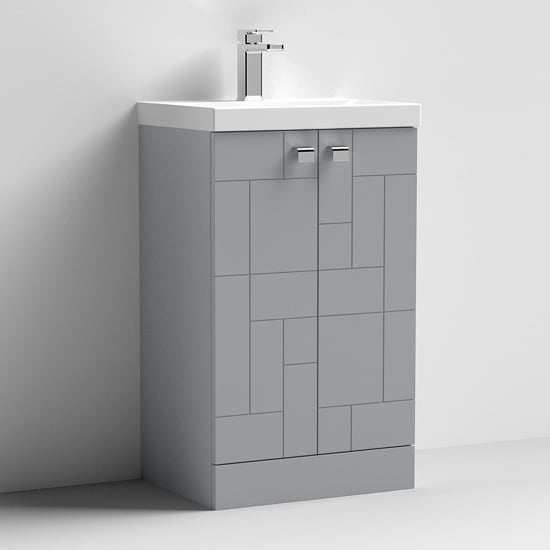 Photo of Bloke 50cm 2 doors vanity with thin edged basin in satin grey