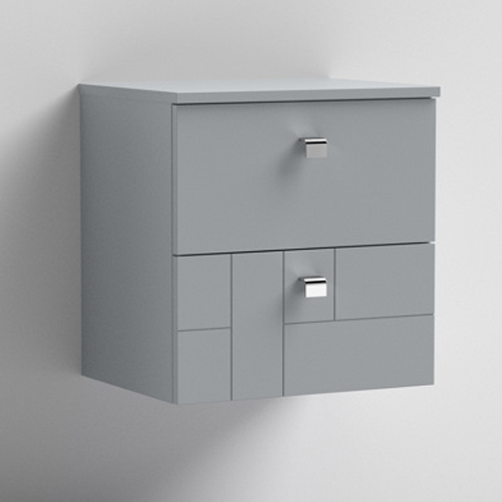 Read more about Bloke 50cm wall hung vanity with worktop in satin grey