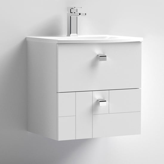 Product photograph of Bloke 50cm Wall Vanity With Curved Basin In Satin White from Furniture in Fashion