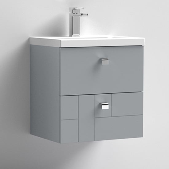 Read more about Bloke 50cm wall vanity with mid edged basin in satin grey