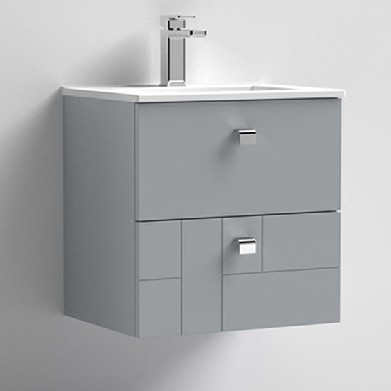 Photo of Bloke 50cm wall vanity with minimalist basin in satin grey