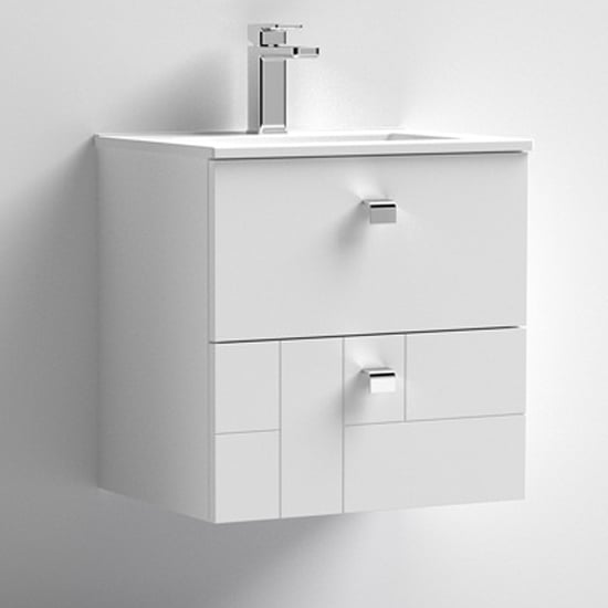 Product photograph of Bloke 50cm Wall Vanity With Minimalist Basin In Satin White from Furniture in Fashion