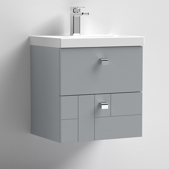 Photo of Bloke 50cm wall vanity with thin edged basin in satin grey