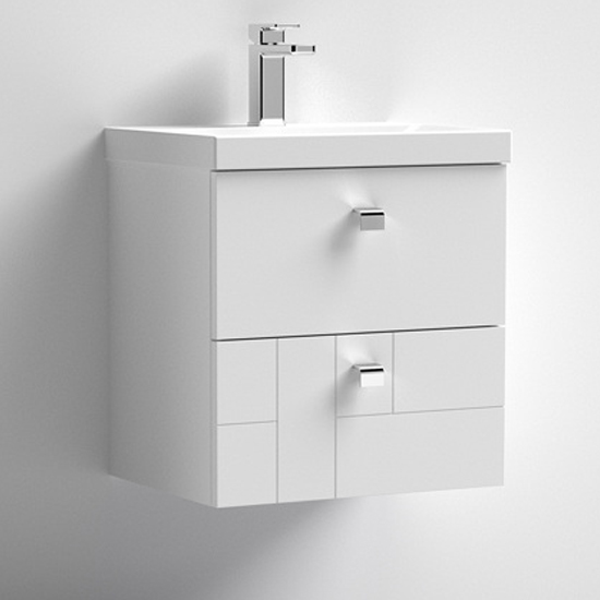 Product photograph of Bloke 50cm Wall Vanity With Thin Edged Basin In Satin White from Furniture in Fashion