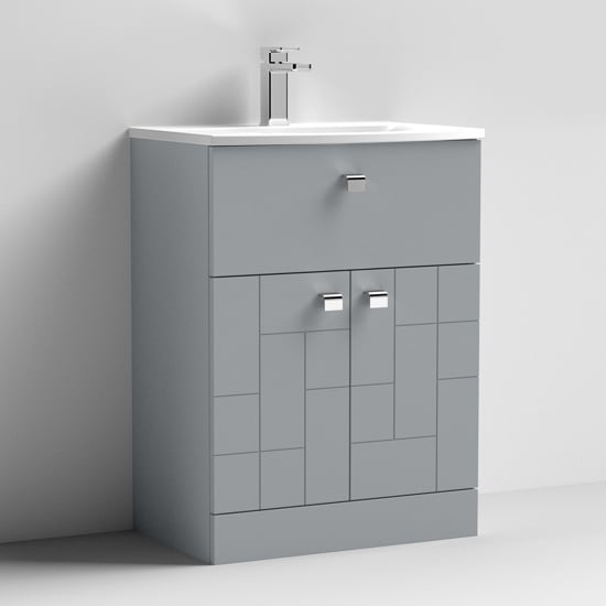 Product photograph of Bloke 60cm 1 Drawer Vanity With Curved Basin In Satin Grey from Furniture in Fashion