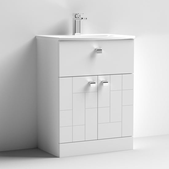 Product photograph of Bloke 60cm 1 Drawer Vanity With Curved Basin In Satin White from Furniture in Fashion