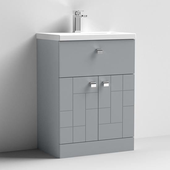 Photo of Bloke 60cm 1 drawer vanity with mid edged basin in satin grey