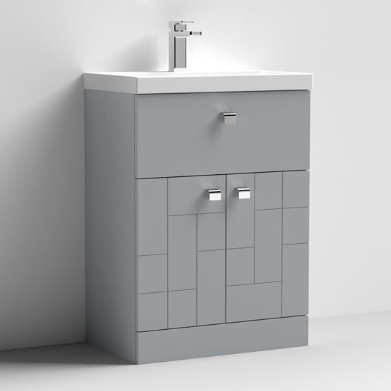 Product photograph of Bloke 60cm 1 Drawer Vanity With Thin Edged Basin In Satin Grey from Furniture in Fashion