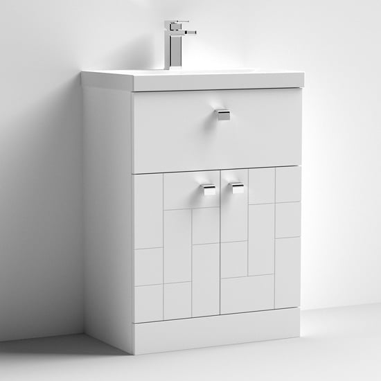 Product photograph of Bloke 60cm 1 Drawer Vanity With Thin Edged Basin In Satin White from Furniture in Fashion