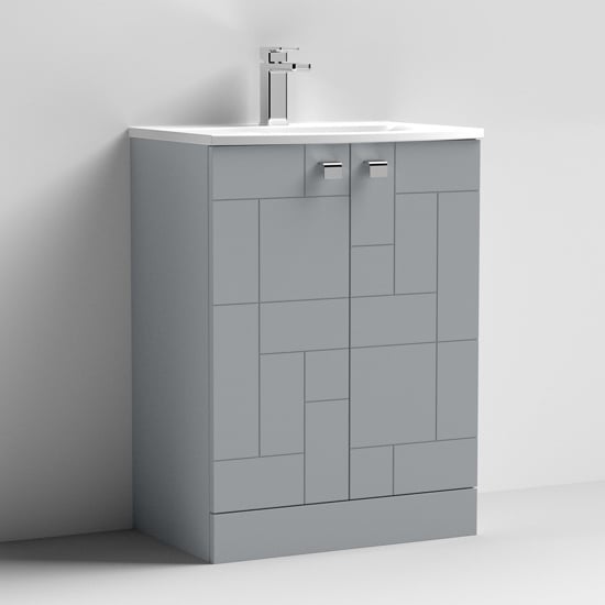 Product photograph of Bloke 60cm 2 Doors Vanity With Curved Basin In Satin Grey from Furniture in Fashion