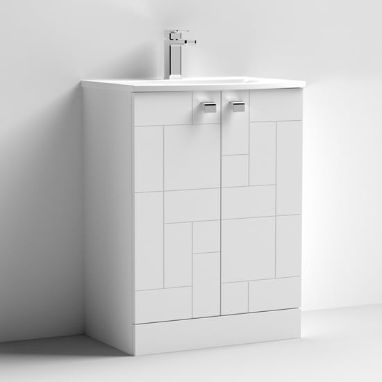 Product photograph of Bloke 60cm 2 Doors Vanity With Curved Basin In Satin White from Furniture in Fashion