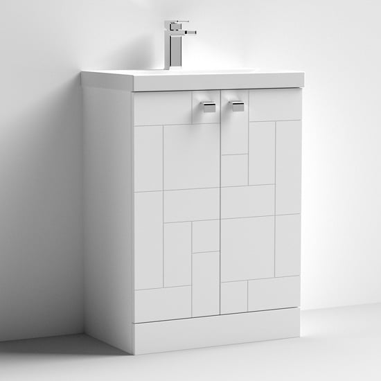 Product photograph of Bloke 60cm 2 Doors Vanity With Thin Edged Basin In Satin White from Furniture in Fashion