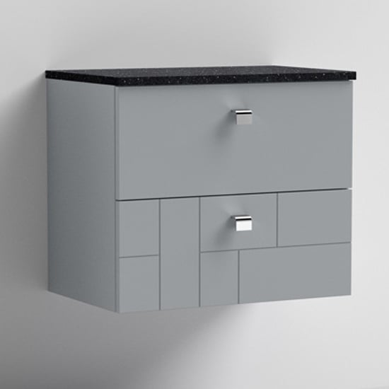 Product photograph of Bloke 60cm Wall Hung Vanity With Black Worktop In Satin Grey from Furniture in Fashion