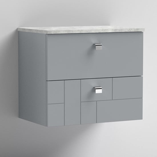 Product photograph of Bloke 60cm Wall Hung Vanity With Grey Worktop In Satin Grey from Furniture in Fashion