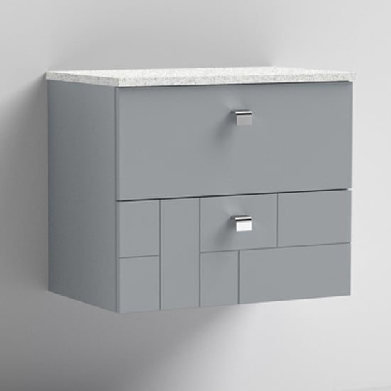Bloke 60cm Wall Hung Vanity With White Worktop In Satin Grey